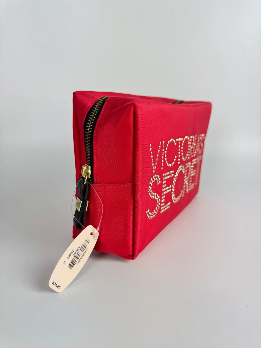 Victoria's Secret Red Satin Cosmetic Pouch Makeup Bag